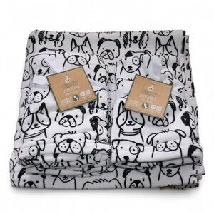 Deborah Connolly 6 PC Bath Towel Set Set Puppy Faces Black & White Dog Show NWT